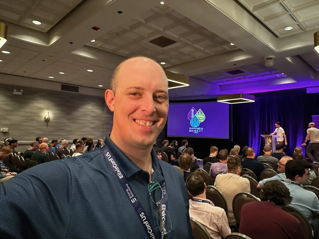 Me in the audience at ElixirConf 2026 keynote